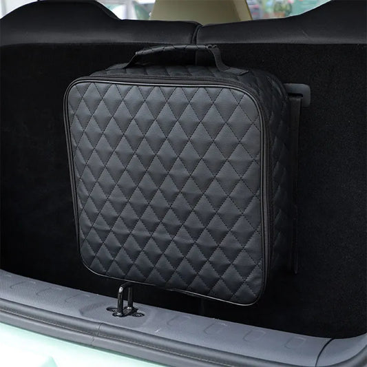 32x32cm EV Car Charging Cable Container Leather Carry Bags Car Case Organiser Boot Multifunctional Storage Bag Pink/White/Black